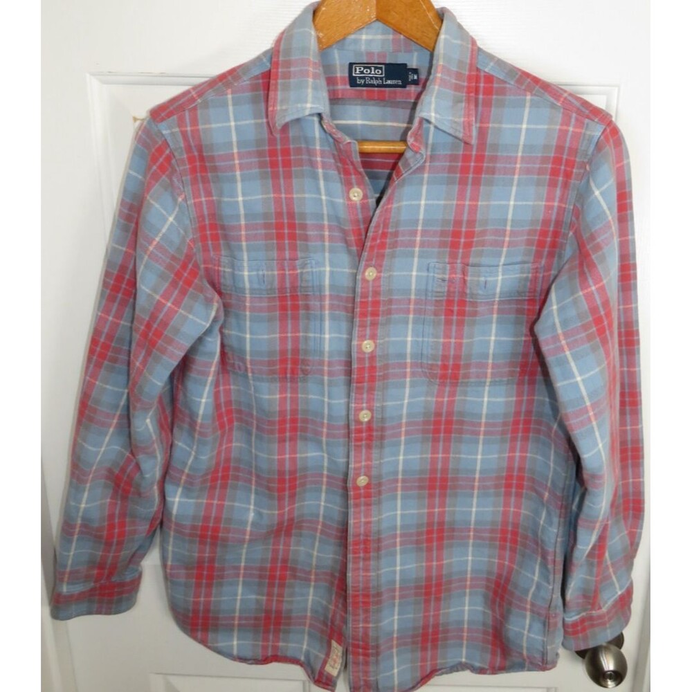 Polo Ralph Lauren Men's Flannel Button Up Shirt Tartan Plaid Size Medium
